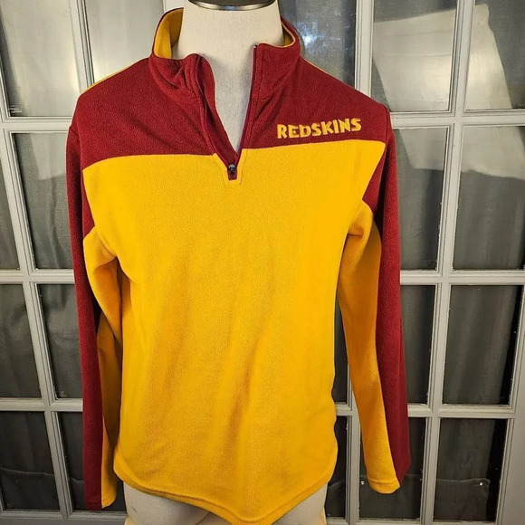 NFL Team Apparel Mens Washington Redskins 1/4 Zip Fleece Pullover Sweater Medium - Picture 1 of 4